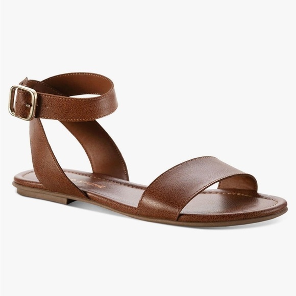 Sun + Stone Miiah Buckle Sandals - Round Toe, Stylish & Versatile. Brown. 6.5 - Picture 1 of 5